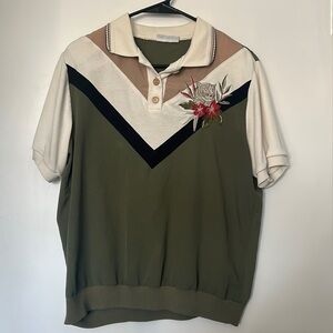 Alfred Dunner Lightweight Embroidered Cat Two Tone T-shirt